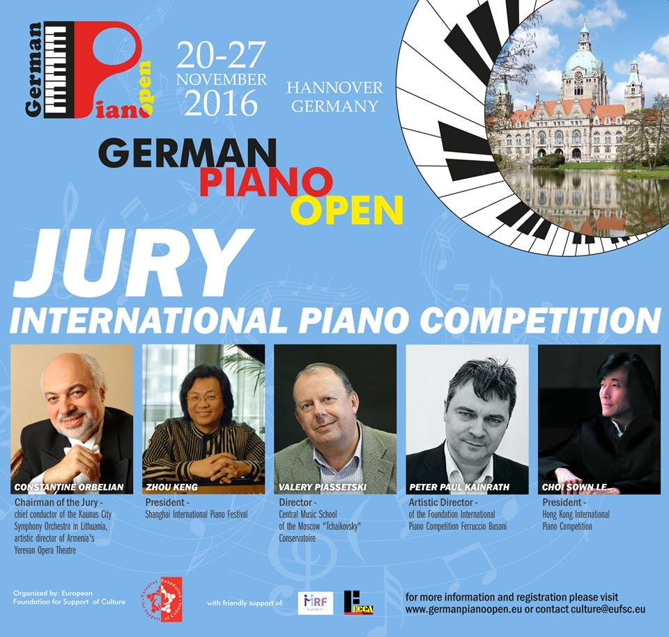Vom 20. bis 27. November 2016 fand in der schönen deutschen Stadt Hannover der erste "German Piano Open Competition" statt.